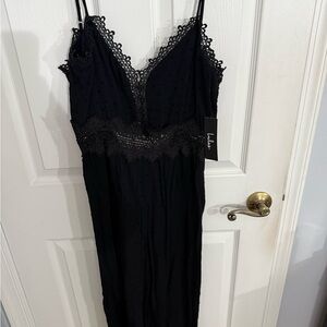 Lulu's Black Lace Trim jumpsuit